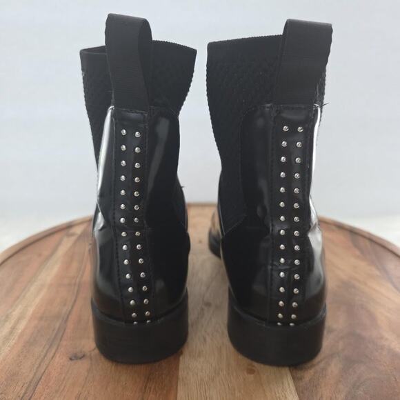 Zara Trafaluc Boots Womens Size 38 Metallic Square Toe Studded Chelsea Shoes - Picture 4 of 12